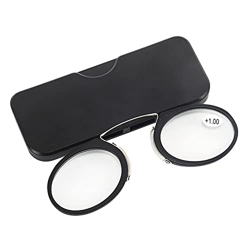 GERUI Lesebrille 2.0 Dioptrien Damen Herren Monokel Lesehilfe Mini Nasenclip Randlose Lesebrille (Schwarz, 2.5, diopters) von GERUI