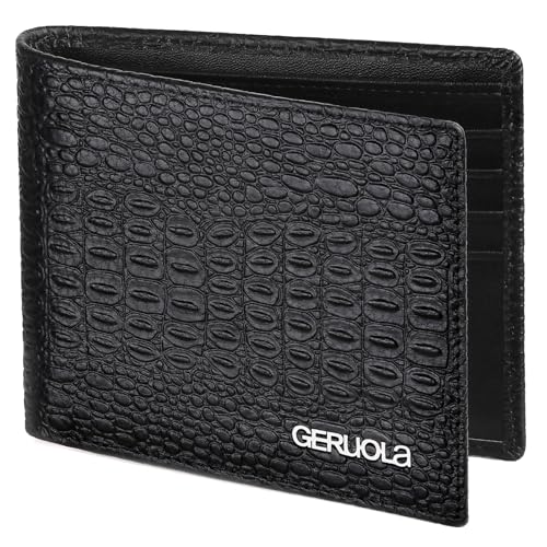 GERUOLA Herren-Geldbörse aus echtem Leder, Krokodil-Look, mit RFID Schutz， Portmonee Slim mit 8 Kartenfächer Wallet Zeitgenössisch von GERUOLA
