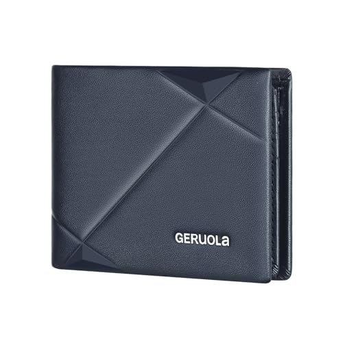 Herren Geldbeutel aus Leder mit RFID Schutz ，Echtleder Portmonee ，Geldbörse für Männer ，Echtes Rindsleder geräumiges Portemonnaie Geldbeutel (Blau) von GERUOLA