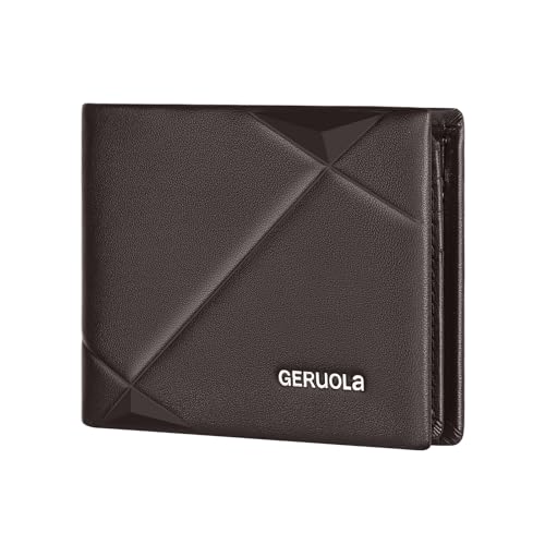Herren Geldbeutel aus Leder mit RFID Schutz ，Echtleder Portmonee ，Geldbörse für Männer ，Echtes Rindsleder geräumiges Portemonnaie Geldbeutel (Kaffee) von GERUOLA
