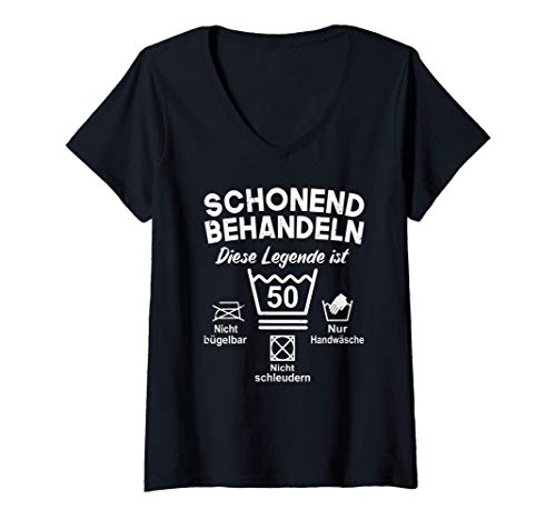 Damen Schonend Behandeln Diese Legende ist 50. Geburtstag T-Shirt mit V-Ausschnitt von GESCHENKE ZUM 50. GEBURTSTAG FÜR MÄNNER UND FRAUEN