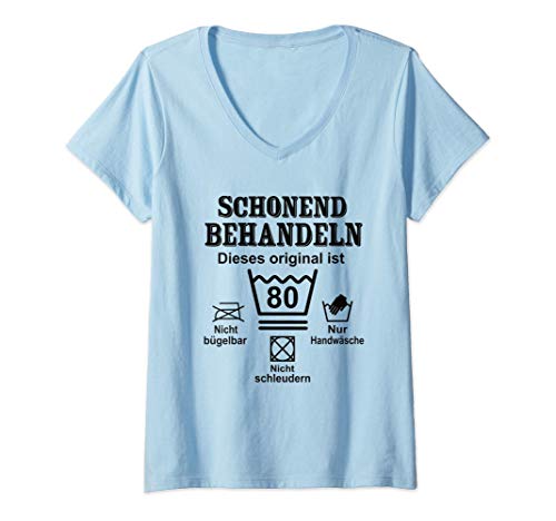 Damen Schonend Behandeln Dieses original ist 80 Geburtstag T-Shirt mit V-Ausschnitt Damen Schonend Behandeln Dieses original ist 80 Geburtstag T-Shirt mit V-Ausschnitt von GESCHENKE ZUM 80. GEBURTSTAG FÜR MÄNNER UND FRAUEN