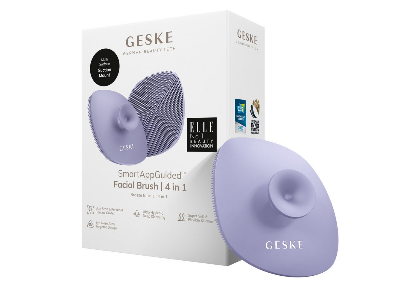 GESKE German Beauty Tech Elektrische Gesichtsreinigungsbürste SmartAppGuided™ Facial Brush 4 in 1, Packung, 1-tlg., inkl. kostenloser APP (SmartAppGuided Device), Mit der GESKE App erhältst Du deine personalisierte Hautpflegeroutine. von GESKE German Beauty Tech
