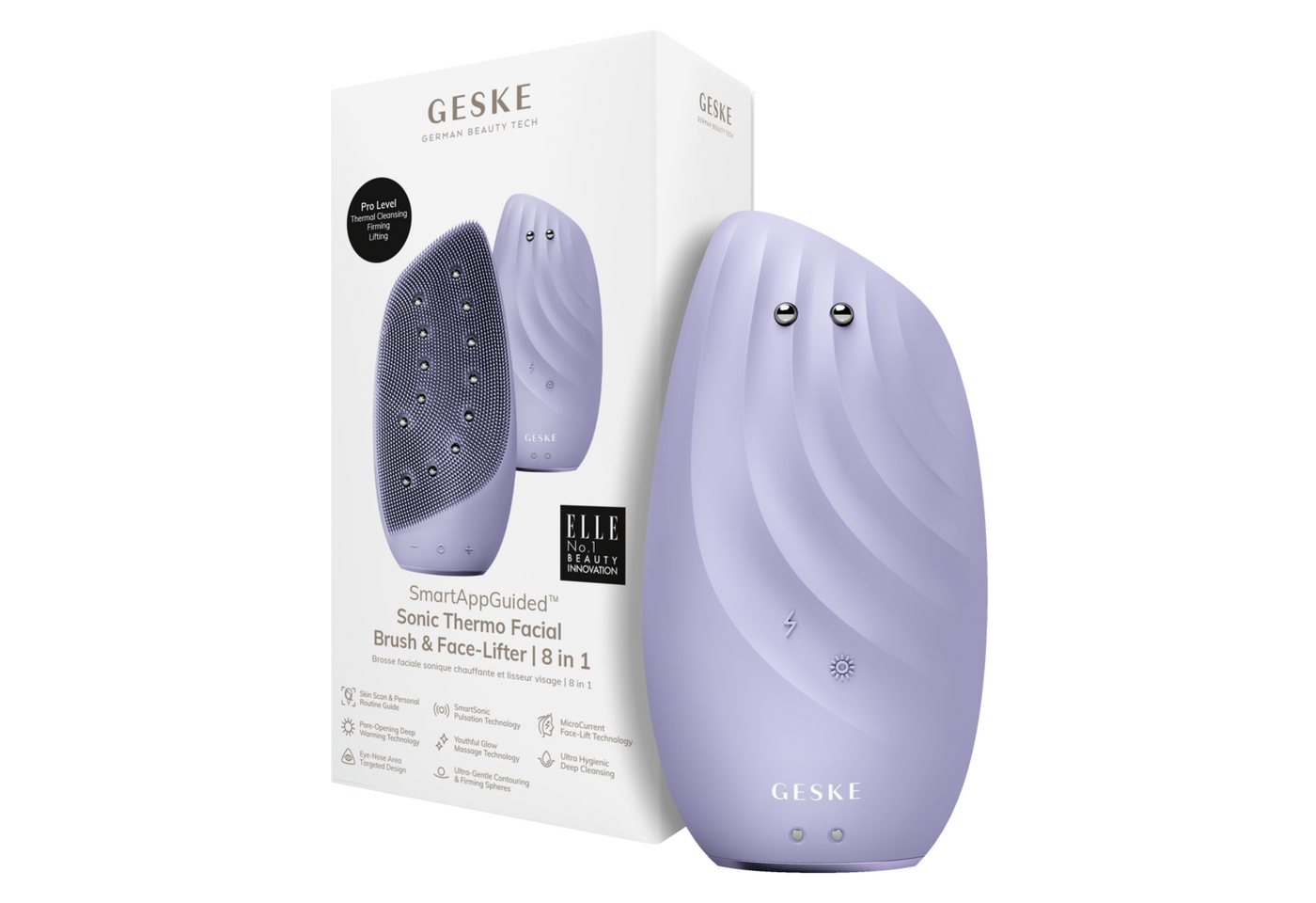 GESKE German Beauty Tech Elektrische Gesichtsreinigungsbürste SmartAppGuided™ Sonic Thermo Facial Brush & Face-Lifter 8 in 1, Packung (Gerät & USB-Ladekabel), 2-tlg., Gerät inkl. kostenloser APP (SmartAppGuided Device), Mit der GESKE App erhältst Du deine personalisierte Hautpflegeroutine. von GESKE German Beauty Tech