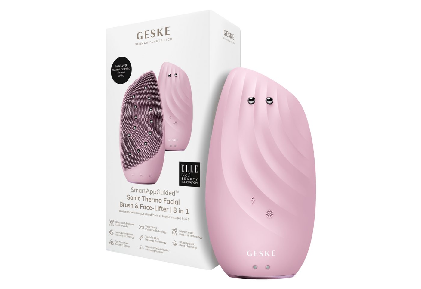 GESKE German Beauty Tech Elektrische Gesichtsreinigungsbürste SmartAppGuided™ Sonic Thermo Facial Brush & Face-Lifter 8 in 1, Packung (Gerät & USB-Ladekabel), 2-tlg., Gerät inkl. kostenloser APP (SmartAppGuided Device), Mit der GESKE App erhältst Du deine personalisierte Hautpflegeroutine. von GESKE German Beauty Tech