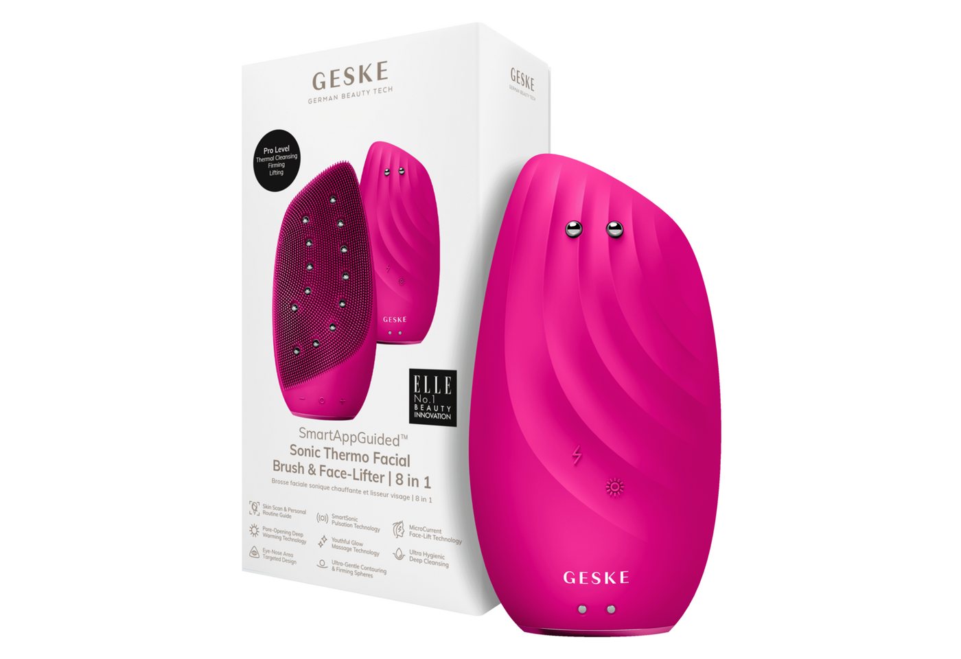 GESKE German Beauty Tech Elektrische Gesichtsreinigungsbürste SmartAppGuided™ Sonic Thermo Facial Brush & Face-Lifter 8 in 1, Packung (Gerät & USB-Ladekabel), 2-tlg., Gerät inkl. kostenloser APP (SmartAppGuided Device), Mit der GESKE App erhältst Du deine personalisierte Hautpflegeroutine. von GESKE German Beauty Tech