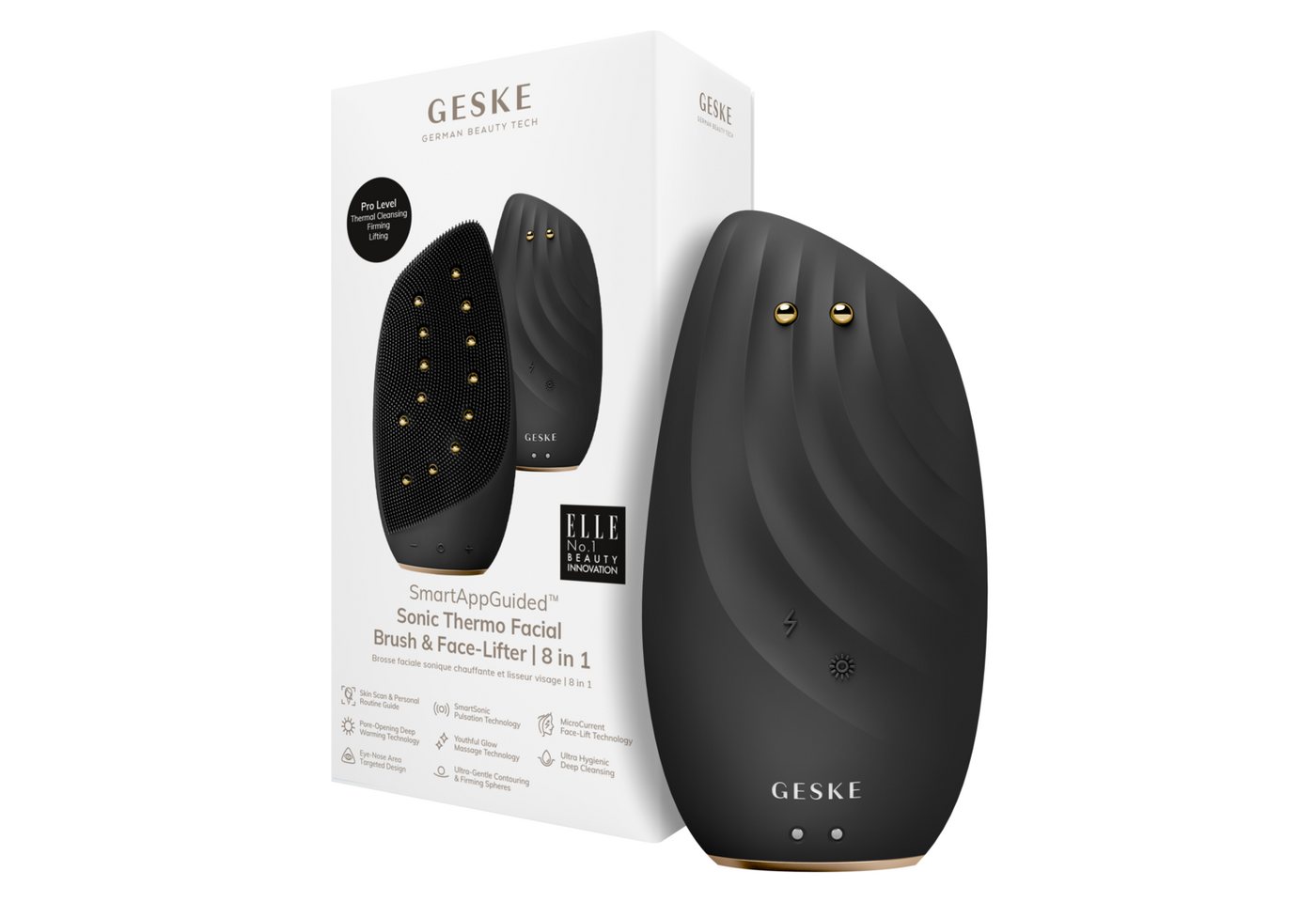 GESKE German Beauty Tech Elektrische Gesichtsreinigungsbürste SmartAppGuided™ Sonic Thermo Facial Brush & Face-Lifter 8 in 1, Packung (Gerät & USB-Ladekabel), 2-tlg., Gerät inkl. kostenloser APP (SmartAppGuided Device), Mit der GESKE App erhältst Du deine personalisierte Hautpflegeroutine. von GESKE German Beauty Tech