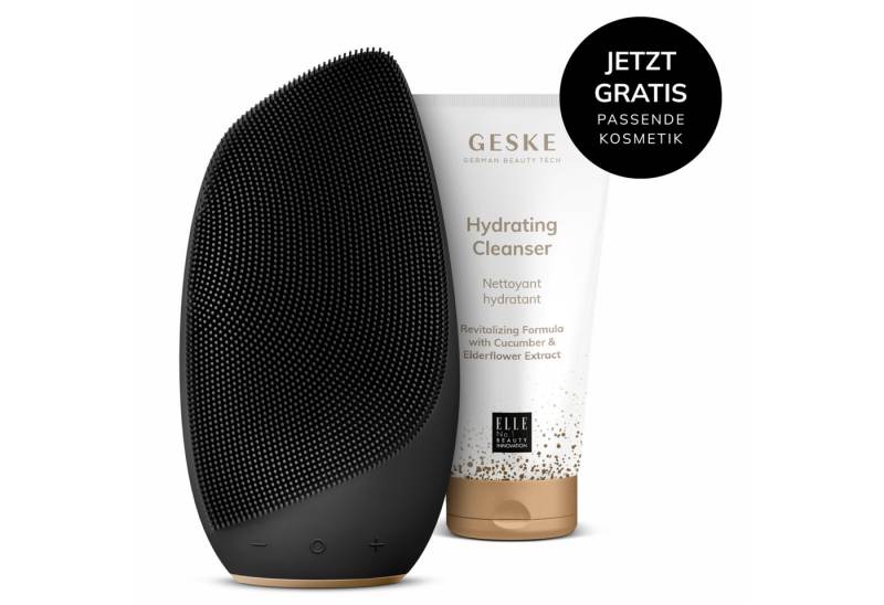 GESKE German Beauty Tech Elektrische Gesichtsreinigungsbürste Sonic Thermo Facial Brush 6 in 1 Farbe: Gray + Gratis Kosmetik, Packung (Gerät & USB-Ladekabel), 2-tlg., Gerät inkl. kostenloser APP (SmartAppGuided Device), Anti-Aging Massage-, SmartSonic Pulsation- & Tiefen-Wärme-Technologie von GESKE German Beauty Tech