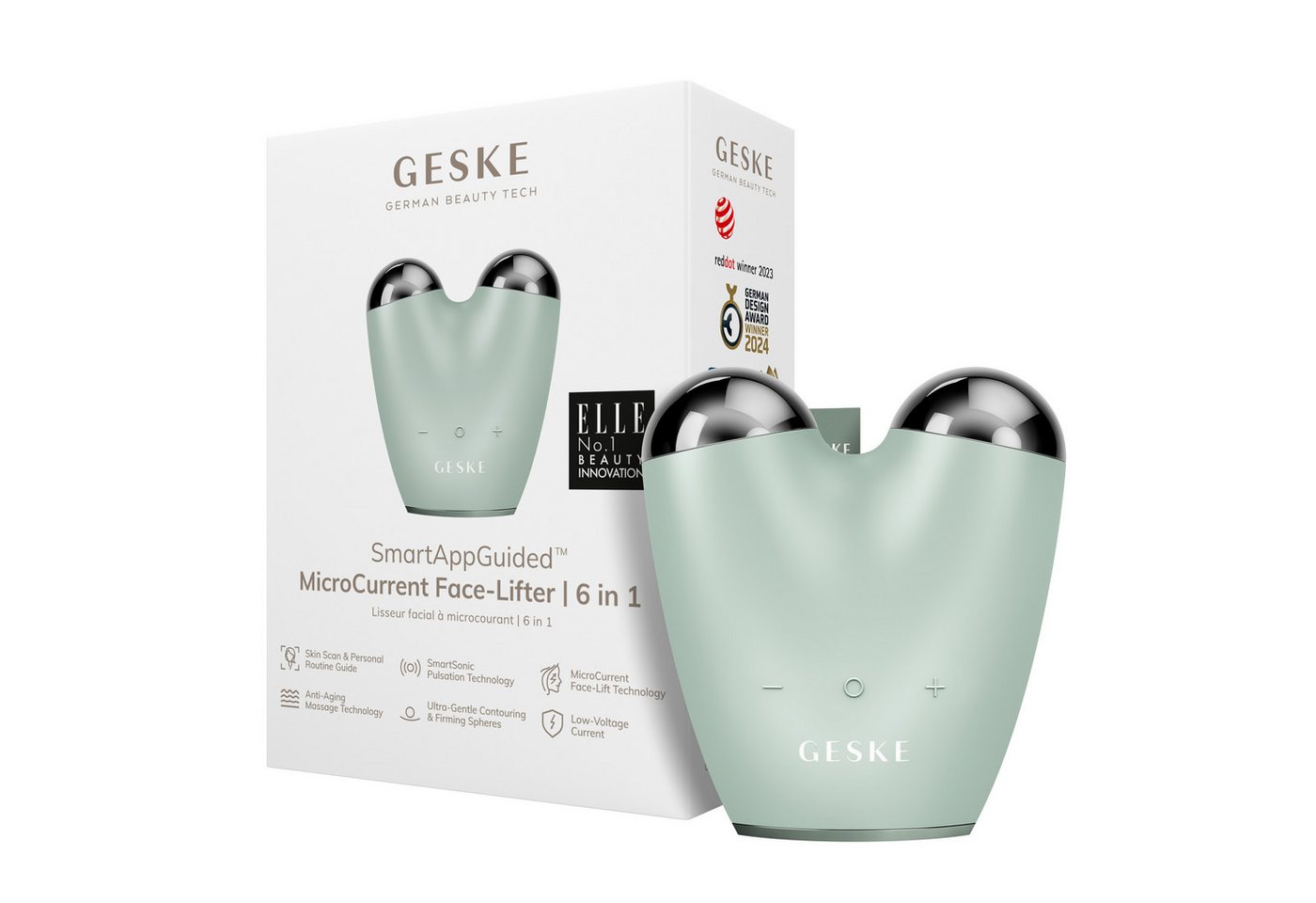 GESKE German Beauty Tech Enhancer SmartAppGuided™ MicroCurrent Face-Lifter 6 in 1, Packung (Gerät & USB-Ladekabel), 2-tlg., Gerät inkl. kostenloser APP (SmartAppGuided Device), Mit der GESKE App erhältst Du deine personalisierte Hautpflegeroutine. von GESKE German Beauty Tech