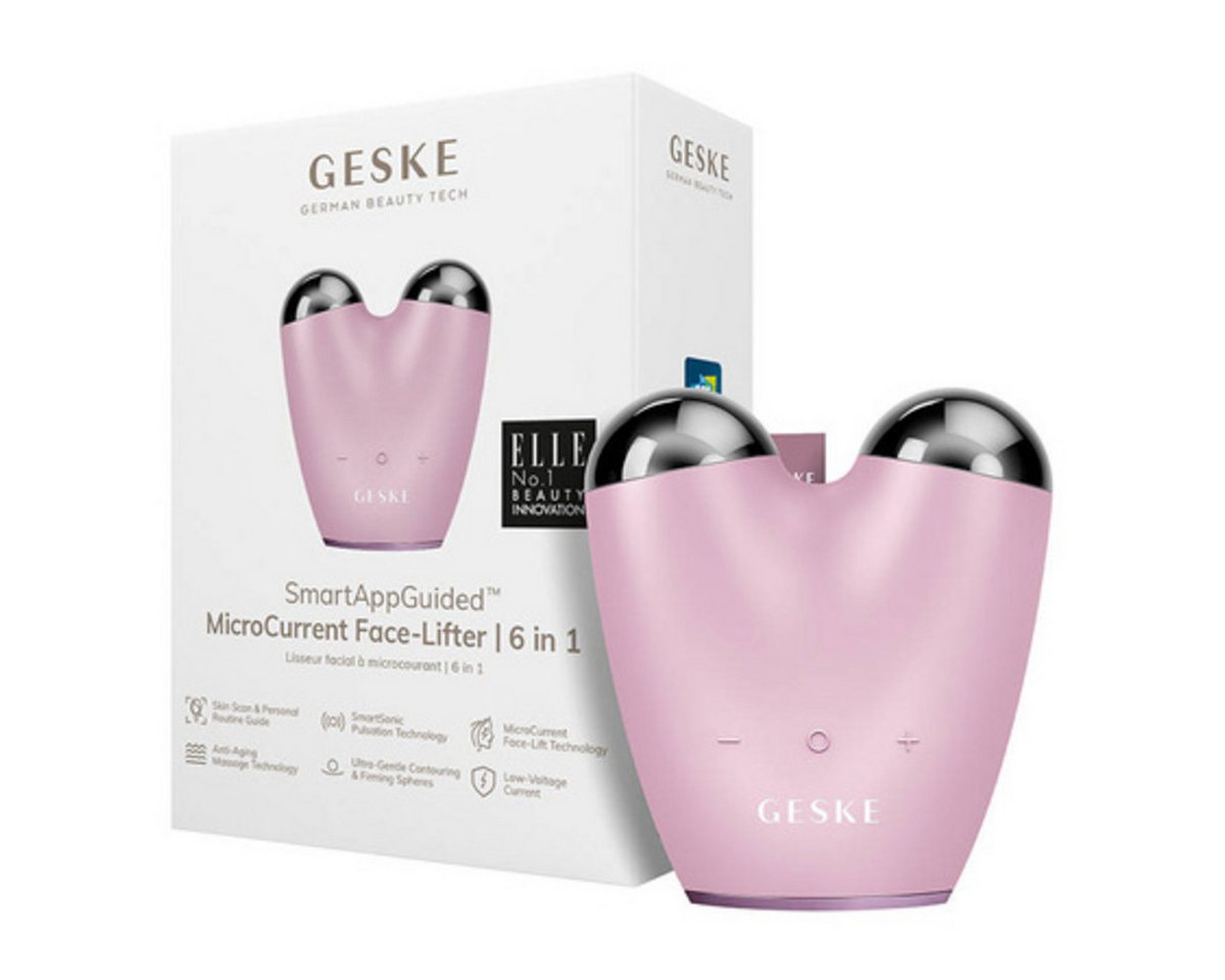 GESKE German Beauty Tech Massagegerät Geske 6in1 MicroCurrent Face-Lifter mit App Pink von GESKE German Beauty Tech