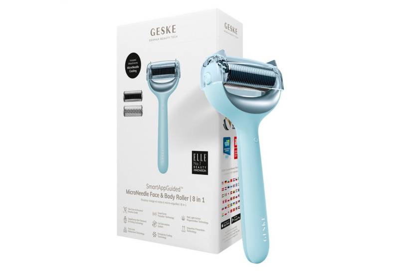 GESKE German Beauty Tech Micro-Needling SmartAppGuided™ MicroNeedle Face & Body Roller 8 in 1, Packung (Gerät & USB-Ladekabel), 4-tlg., Gerät inkl. kostenloser APP (SmartAppGuided Device), Mit der GESKE App erhältst Du deine personalisierte Hautpflegeroutine. von GESKE German Beauty Tech