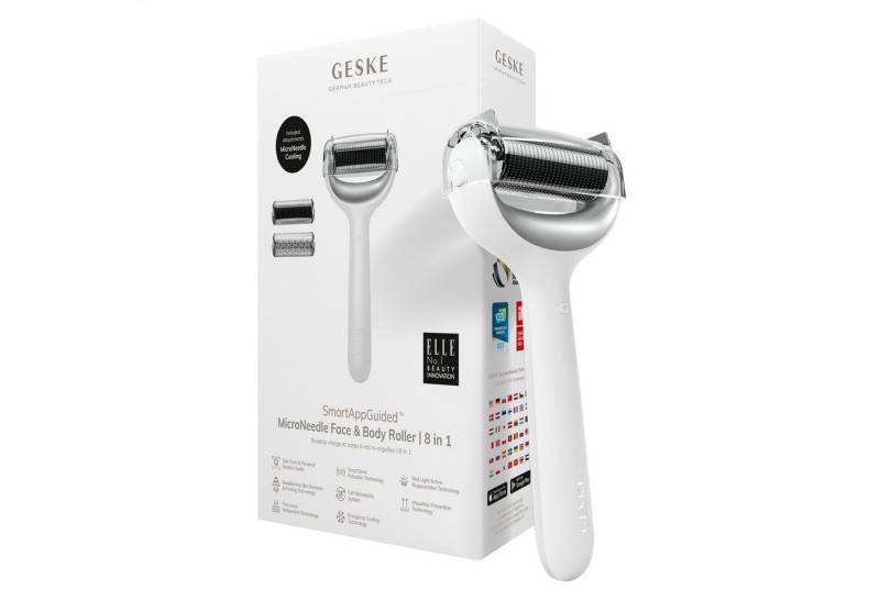 GESKE German Beauty Tech Micro-Needling SmartAppGuided™ MicroNeedle Face & Body Roller 8 in 1, Packung (Gerät & USB-Ladekabel), 4-tlg., Gerät inkl. kostenloser APP (SmartAppGuided Device), Mit der GESKE App erhältst Du deine personalisierte Hautpflegeroutine. von GESKE German Beauty Tech