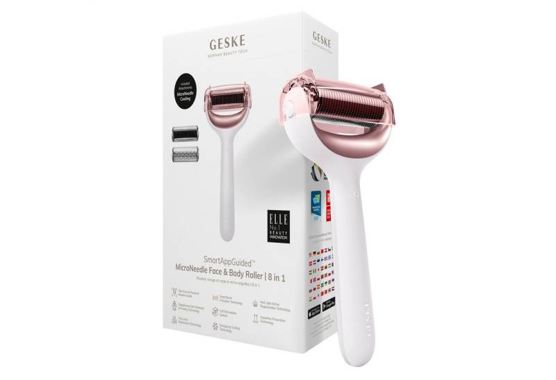 GESKE German Beauty Tech Micro-Needling SmartAppGuided™ MicroNeedle Face & Body Roller 8 in 1, Packung (Gerät & USB-Ladekabel), 4-tlg., Gerät inkl. kostenloser APP (SmartAppGuided Device), Mit der GESKE App erhältst Du deine personalisierte Hautpflegeroutine. von GESKE German Beauty Tech