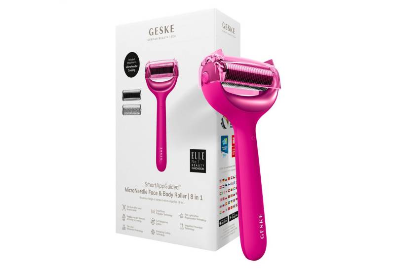 GESKE German Beauty Tech Micro-Needling SmartAppGuided™ MicroNeedle Face & Body Roller 8 in 1, Packung (Gerät & USB-Ladekabel), 4-tlg., Gerät inkl. kostenloser APP (SmartAppGuided Device), Mit der GESKE App erhältst Du deine personalisierte Hautpflegeroutine. von GESKE German Beauty Tech