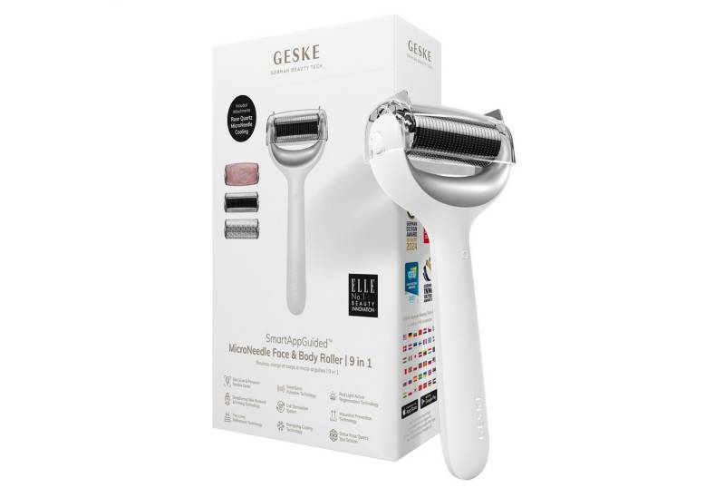 GESKE German Beauty Tech Micro-Needling SmartAppGuided™ MicroNeedle Face & Body Roller 9 in 1, Packung (Gerät & USB-Ladekabel), 5-tlg., Gerät inkl. kostenloser APP (SmartAppGuided Device), Mit der GESKE App erhältst Du deine personalisierte Hautpflegeroutine. von GESKE German Beauty Tech