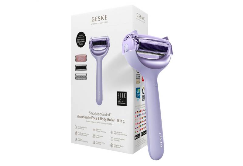 GESKE German Beauty Tech Micro-Needling SmartAppGuided™ MicroNeedle Face & Body Roller 9 in 1, Packung (Gerät & USB-Ladekabel), 5-tlg., Gerät inkl. kostenloser APP (SmartAppGuided Device), Mit der GESKE App erhältst Du deine personalisierte Hautpflegeroutine. von GESKE German Beauty Tech