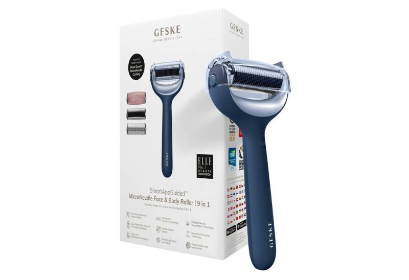 GESKE German Beauty Tech Micro-Needling SmartAppGuided™ MicroNeedle Face & Body Roller 9 in 1, Packung (Gerät & USB-Ladekabel), 5-tlg., Gerät inkl. kostenloser APP (SmartAppGuided Device), Mit der GESKE App erhältst Du deine personalisierte Hautpflegeroutine. von GESKE German Beauty Tech