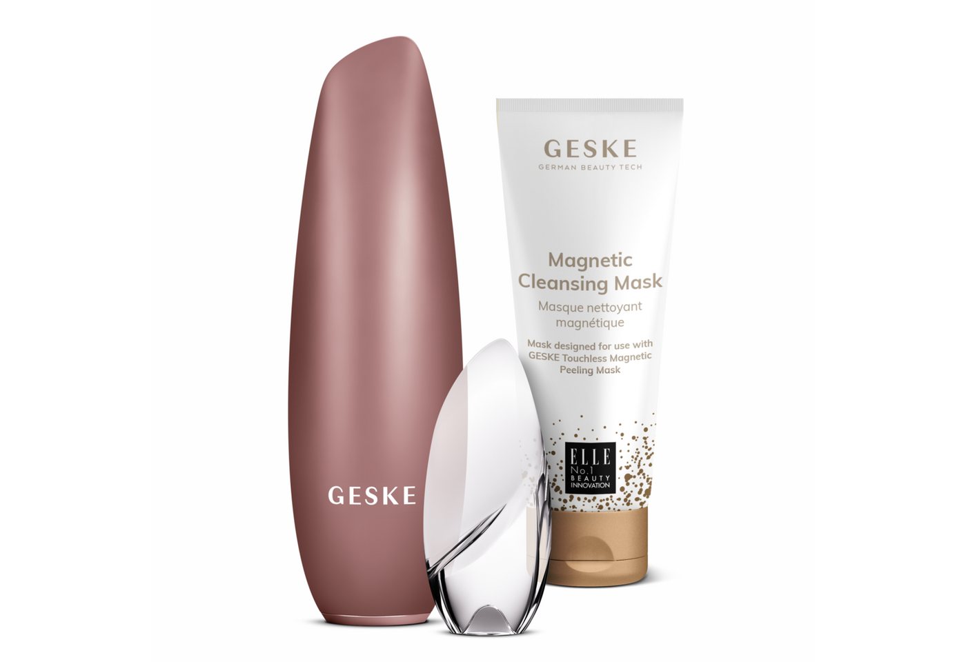 GESKE German Beauty Tech Porenreiniger Touchless Magnetic Peeling Mask 5in1 + 1x Magnetic Cleansing Mask, Packung (Gerät & USB-Ladekabel), 3-tlg., Gerät inkl. kostenloser APP (SmartAppGuided Device), Mit der GESKE App erhältst Du deine personalisierte Hautpflegeroutine. von GESKE German Beauty Tech