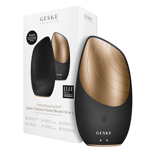 GESKE | SmartAppGuided™ Sonic Thermo Facial Brush | 6 in 1 | Hautreinigung | Reinigungsbürste mit Wärmefunktion | Gesichtsmassagegerät | elektrische Gesichtsbürste | Gesichtsreinigungsgerät von GESKE