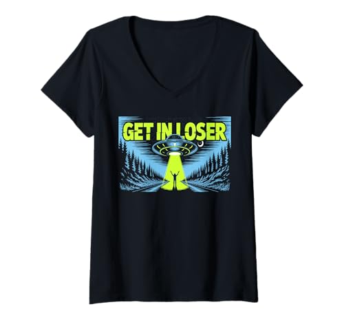 Damen GET IN Loser - Alien Costume - Halloween UFO Alien Kostüm T-Shirt mit V-Ausschnitt Damen GET IN Loser - Alien Costume - Halloween UFO Alien Kostüm T-Shirt mit V-Ausschnitt von GET IN LOSER - UFO Alien Costume - Halloween