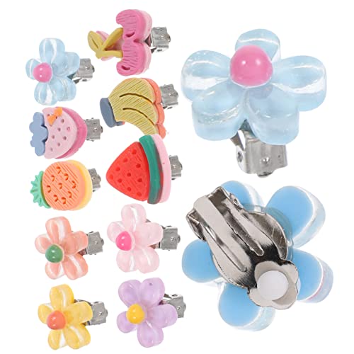GETAJGHSD 10 Paare Clip Ohrringe für Mädchen Blüten und Fruchtdesign nicht Durchbohrt Ohrschmuck für Partys und Festliche Anlässe von GETAJGHSD