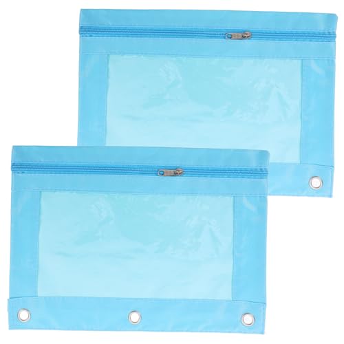 GETAJGHSD 2stücke Federmäppchen Mit Reißverschluss Für Ordner Praktische Aufbewahrungstaschen Für Schule Büro Und Kosmetik Canvas Material Transparente Fenster Für Schnellen Zugriff von GETAJGHSD