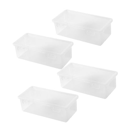 GETAJGHSD 4Stücke Stapelbare Transparente Federmäppchen mit Schnappverschluss Große Aufbewahrungsbox für Schreibwaren für Studenten Vielseitige Bleistiftbehälter aus Kunststoff von GETAJGHSD