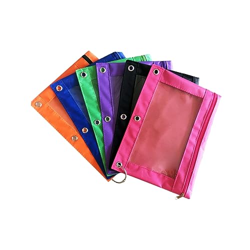 GETAJGHSD 6 Stück Teiliges Transparente Oxford Stifttasche mit Luftlöchern Pen Bags für Bürobedarf Schwarz Orange Grün Rosa von GETAJGHSD