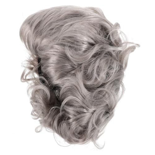 GETAJGHSD Old Lady Kostüm Perücke Für Frauen Graue Kurzhaar-wig Für Cosplay Halloween Karneval Und Bühnenauftritte Realistische Alte Dame Haarteil Mit Authentischem Aussehen von GETAJGHSD