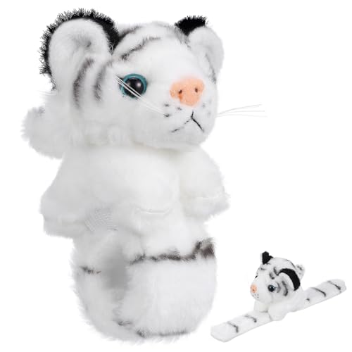 GETAJGHSD Plüsch tiger schnappband Armband Weicher Tier design Slap Band für Dschungel Geburtstag Mitgebsel Kinderparty Weißer Tiger von GETAJGHSD
