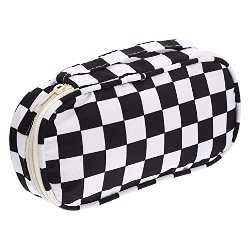 GETAJGHSD Schwarz Weißer Karomuster Federmäppchen mit Großem Fassungsvermögen Stifte Organizer für Schule Büro und Reisen Tragbare Aufbewahrungstasche für Schüler und Erwachsene von GETAJGHSD