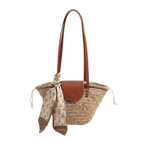 GETBSTOOP Damen-Tragetasche aus Stroh gewebt Sommer-Strandtaschen mit Band modische gewebte Handtasche gewebte Umhängetasche for Outdoor-Reisen von GETBSTOOP