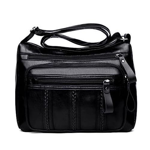 GETBSTOOP FODE PU Leder Messenger -Tasche Universal Feste Farben Geldbeutel mehrstöckig Vintage geflochtene Schulterhandtasche Outdoor von GETBSTOOP