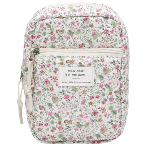 GETBSTOOP Gesteppte Make up Tasche mit Blumenmuster Kosmetiktasche großes Fassungsvermögen Make up Organizer Make up Clutch Geldbörse Make up Aufbewahrungstasche von GETBSTOOP