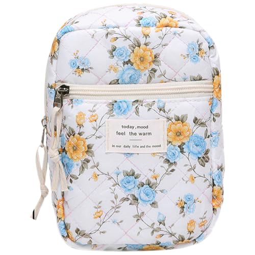 GETBSTOOP Gesteppte Make up Tasche mit Blumenmuster Kosmetiktasche großes Fassungsvermögen Make up Organizer Make up Clutch Geldbörse Make up Aufbewahrungstasche von GETBSTOOP