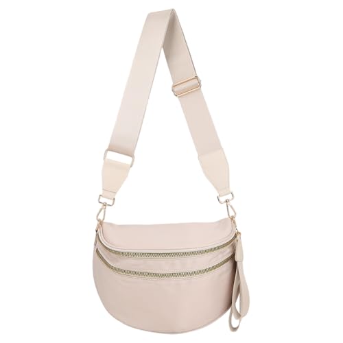 GETBSTOOP Nylon Crossbody Bag Zipper Bum Bag BAIDER SCHLANGENDERULDSCHAG for Frauen (Beige) von GETBSTOOP