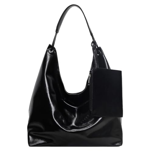 GETBSTOOP Slouchy Hobo-Tasche for Damen, PU-Leder-Geldbörse, Slouchy-Arbeitstasche, große Umhängetasche, Handtasche mit Beutel, Schwarz von GETBSTOOP