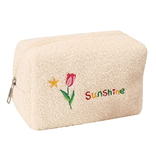 GETBSTOOP Tulpe Kosmetiktasche Japanische Einfache Plüsch Make-Up Schönheit Fall Frauen Weibliche Tragbare Fleece Brieftasche Student Liefert von GETBSTOOP