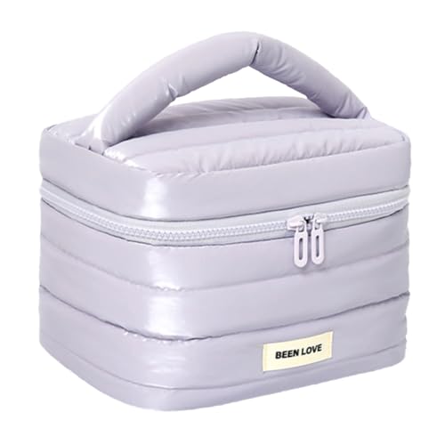 Puffy gepolsterte Gesteppte Kosmetiktasche for Frauen und Mädchen Reise Make-up Organizer Tasche Schminktasche mit großer Kapazität, Reißverschluss und Griff von GETBSTOOP