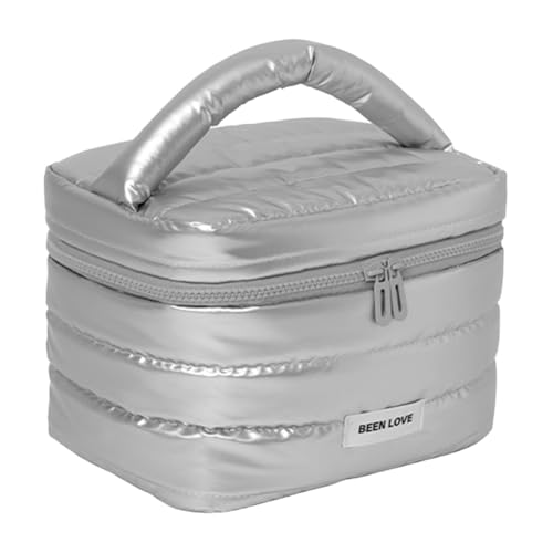 Puffy gepolsterte Gesteppte Kosmetiktasche for Frauen und Mädchen Reise Make-up Organizer Tasche Schminktasche mit großer Kapazität, Reißverschluss und Griff von GETBSTOOP