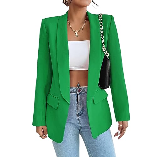 GETERUUV Blazer Damen Elegant Lang Mantel Casual Langarm Business Blazer Jacke mit Tasche und Knöpfe von GETERUUV