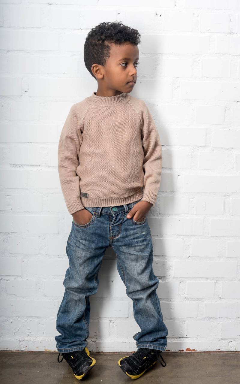 Kinder Beige Strickpullover Mit Lange Ärmel Oversized Pullover Stricken Gestrickte Baby Kleidung Wolle Merinowolle Auf Lager von GETMATCHIT