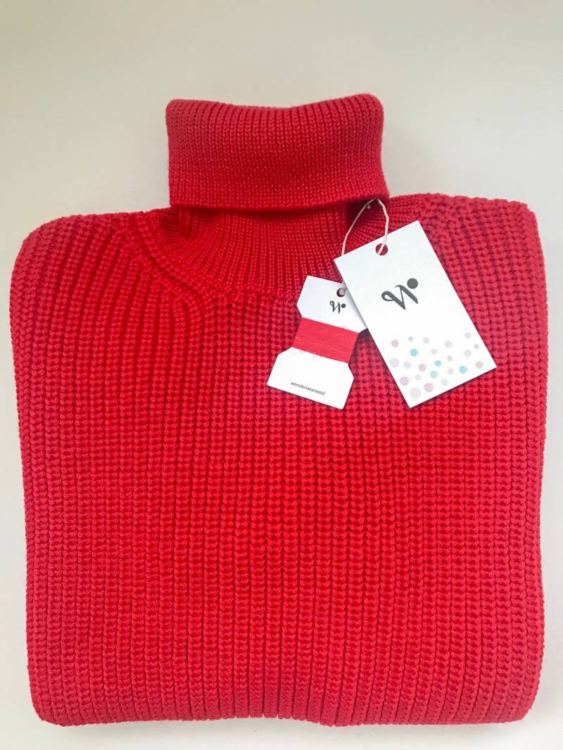 Oversize Grobstrick Pullover Zopfmuster Sperriger Lockerer Rollkragen Merinowolle Warme Kinderkleidung von GETMATCHIT