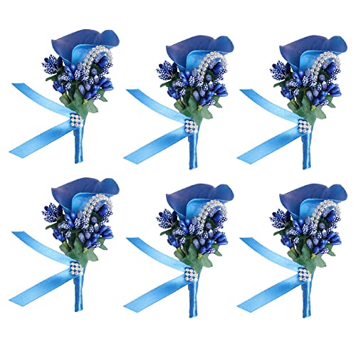 Armband Hochzeitsblumen, Brautjungfern -Armbandband, 6pcs Hochzeit Boutonniere Blume, Blume Revers Pin Boutonniere Corsage Accessoire Girls Männer künstliche Rosencors for Braut Bräutigam (Color : Kl von GETREY