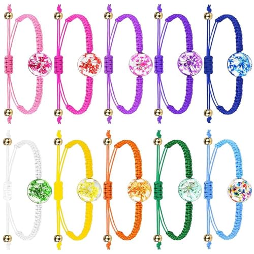 GETRICH 10 Stück Freundschaftsarmbänder Mädchen Bunte Blumen Gewebte Armbänder Mädchen Verstellbare Kinder Freundschaftsarmband Geflochten Freundschaft Armbänder für Kinder Teenager Geburtstag von GETRICH