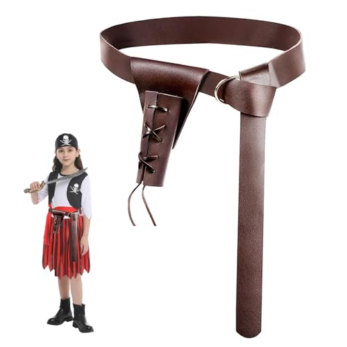 GETRICH Mittelalter Gürtel mit 1 Leder Schwert Holster Renaissance Rittergürtel Schwertscheide Gürtel Schwertholstern Verstellbare Taille Dolch Schutzhülle für Renaissance Festival Cosplay Pirate von GETRICH
