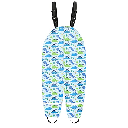 Kinder Matschhose gefüttert wasserdicht und Winddicht Regenlatzhose Verstellbaren Trägern Buddelhose Matschhose Bunt Druck Regenbundhose Überziehhose für Jungen und Mädchen von GEU