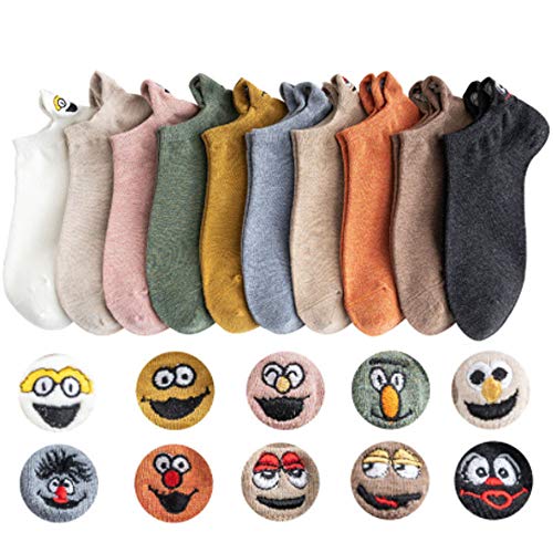 Lustige Bunt Sneaker Baumwolle Socken Damen 39-42 Herren Kurze Socken Cartoon Gute Laune Socks 10 Paare von GEYIWSSXY