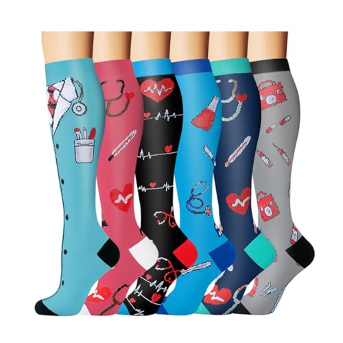 GEYIWSSXY 6 Paar Kompressionsstrümpfe für Herren Damen Bunte Stützstrümpfe für Sport Laufen Reisen Radsport Kniestrümpfe GEYIWSSXY 6 Paar Kompressionsstrümpfe für Herren Damen Bunte Stützstrümpfe für Sport Laufen Reisen Radsport Kniestrümpfe von GEYIWSSXY