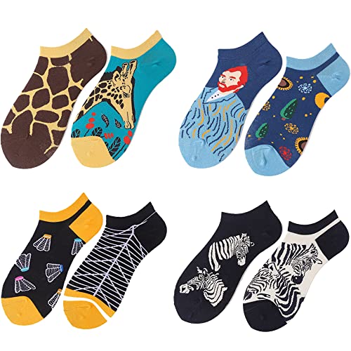 GEYIWSSXY Damen Socken Bunte Lustige Porträt-Ölgemälde Socken Herren Zebra Hirsch Socken 39-42 Fun Socken Casual Unisex Socken von GEYIWSSXY